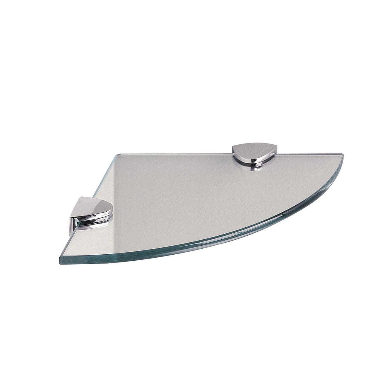 Miller 200mm Glass Round Corner Shelf with Chrome Brackets