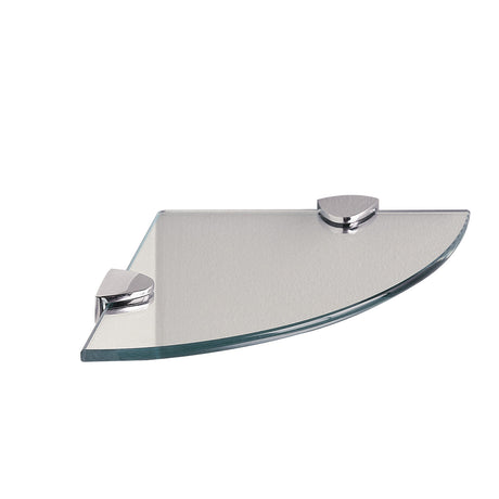 Miller 200mm Glass Round Corner Shelf with Chrome Brackets