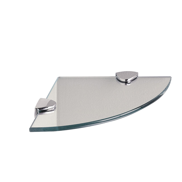 Miller 200mm Glass Round Corner Shelf with Chrome Brackets