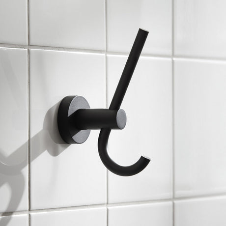 Miller Bond Double Robe Hook in Matt Black lifestyle