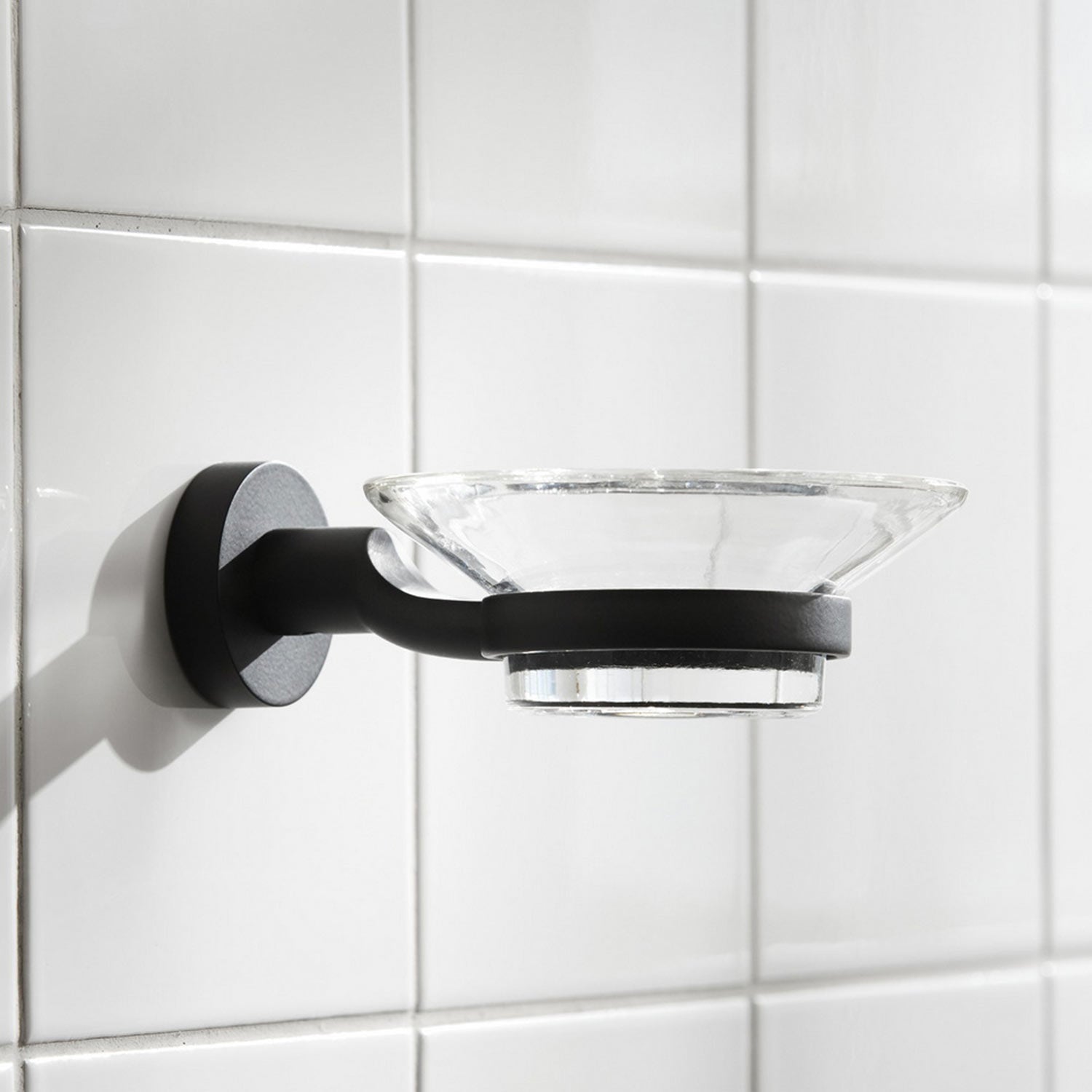 Miller Bond Soap Dish and Holder in Matt Black lifestyle