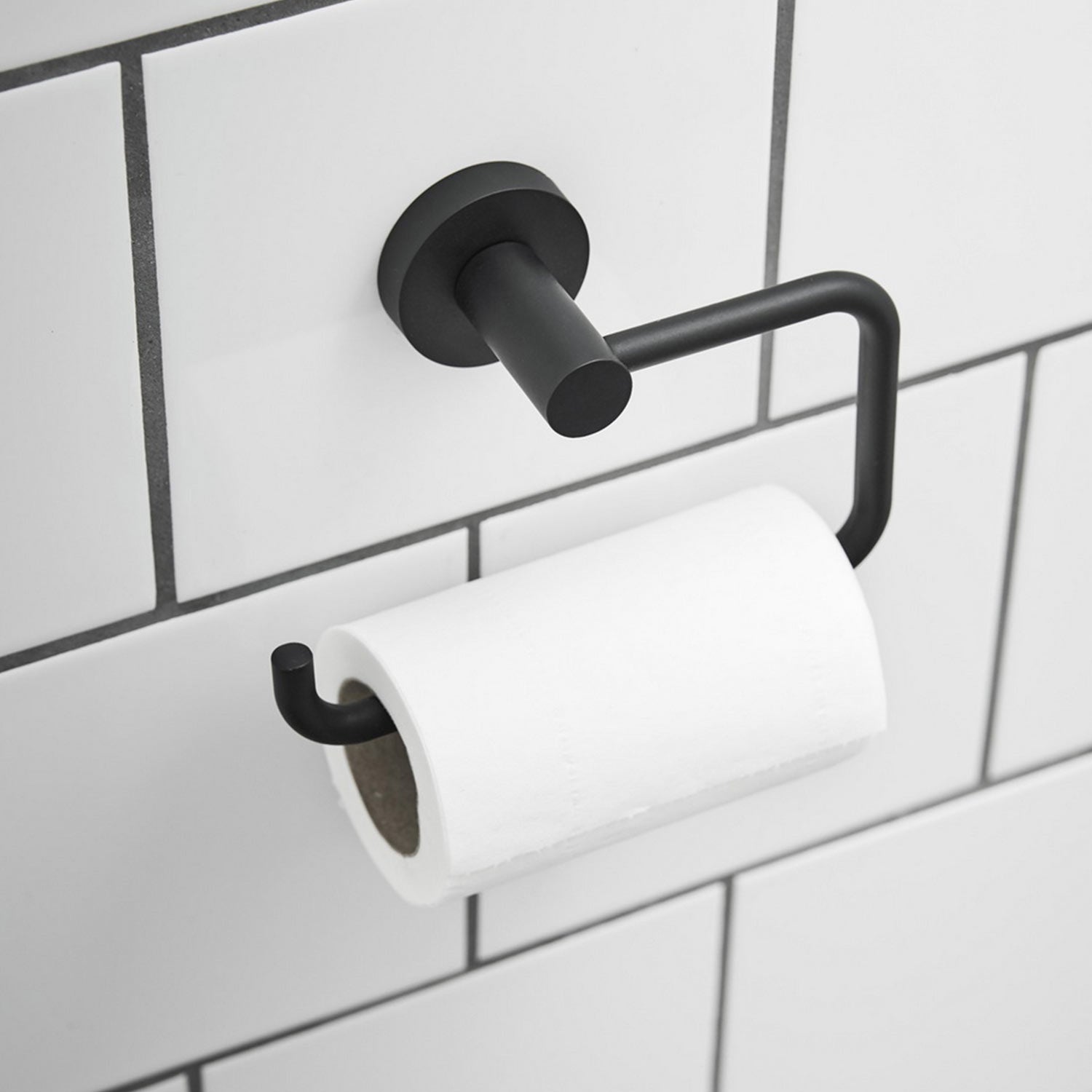 Miller Bond Toilet Roll Holder in Matt Black lifestyle