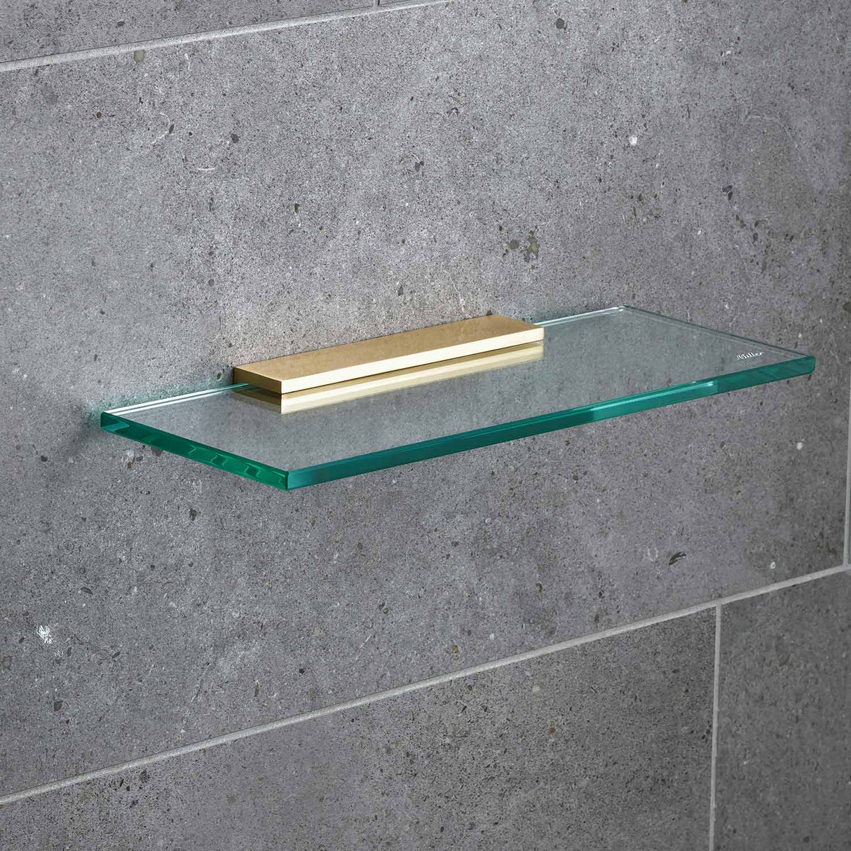 Miller Classic 300mm Glass Shelf with Brushed Brass Fixing Bracket