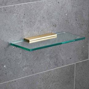Miller Classic 300mm Glass Shelf with Brushed Brass Fixing Bracket