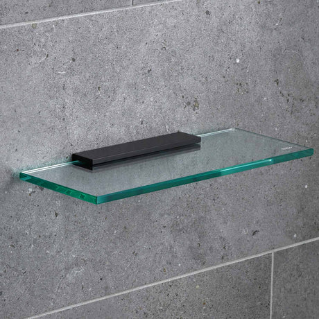 Miller Classic 300mm Glass Shelf with Matt Black Fixing Bracket