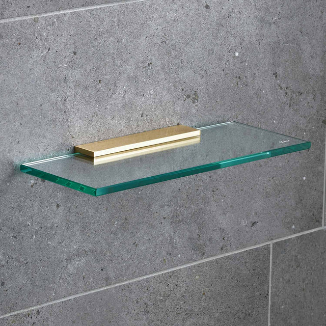 Miller Classic 300mm Glass Shelf with Polished Brass Fixing Bracket