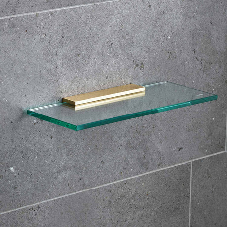 Miller Classic 400mm Glass Shelf with Brushed Brass Fixing Bracket