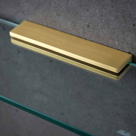 Miller Classic 400mm Glass Shelf with Brushed Brass Fixing Bracket 2