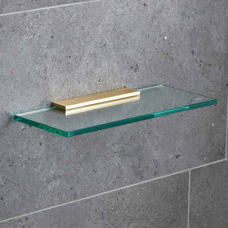 Miller Classic 400mm Glass Shelf with Polished Brass Fixing Bracket