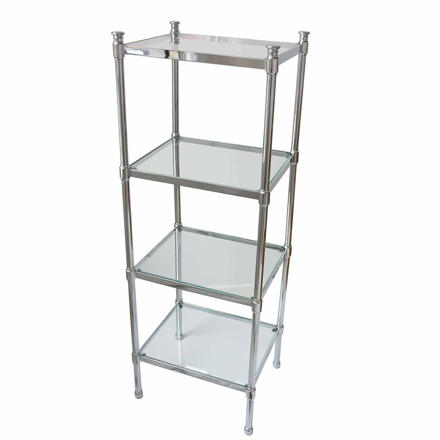 Miller Classic 4 Tier Clear Glass Shelf Unit in Chrome