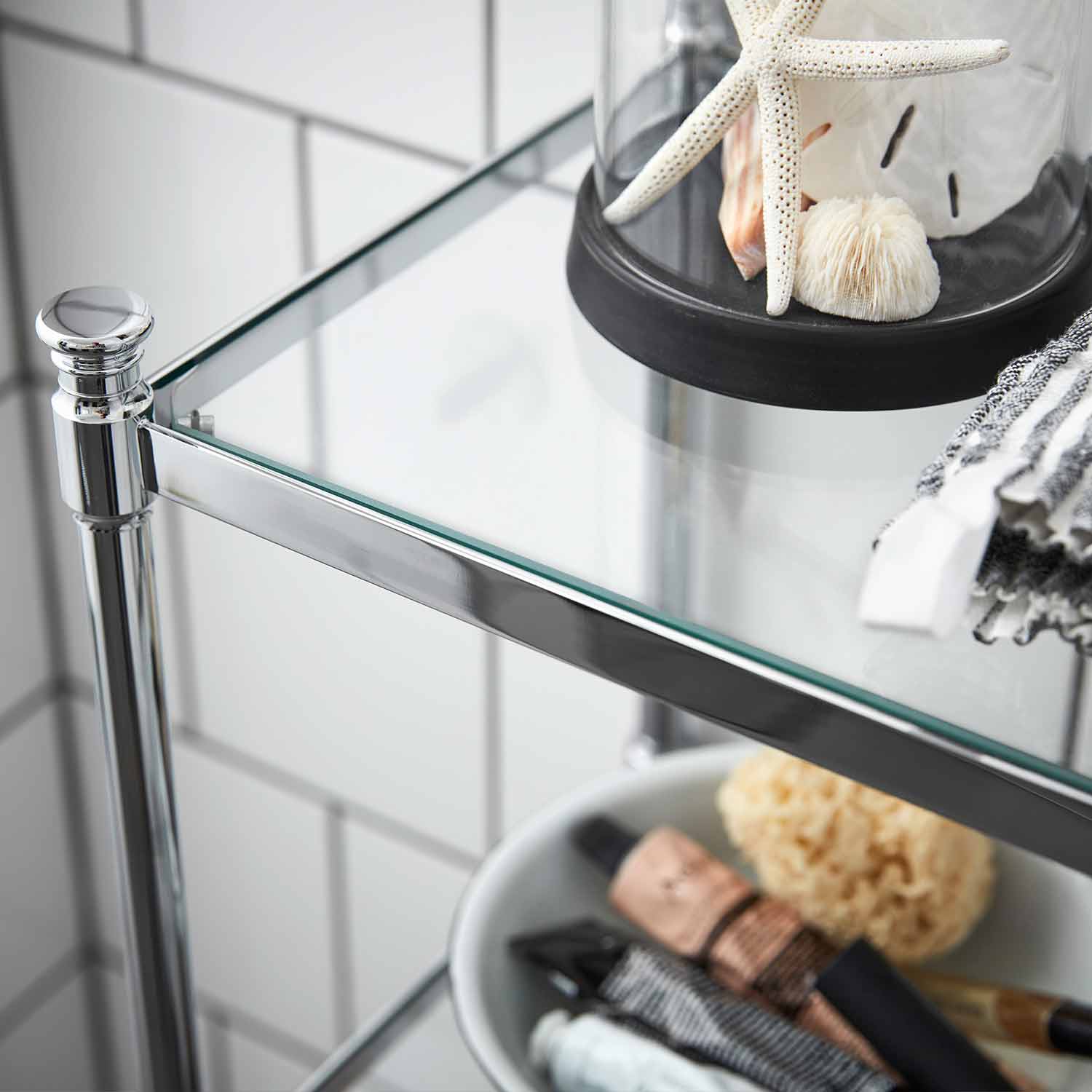 Miller Classic 4 Tier Clear Glass Shelf Unit in Chrome 3