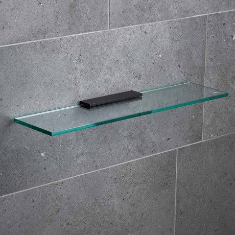 Miller Classic 500mm Glass Shelf with Matt Black Fixing Bracket