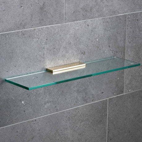 Miller Classic 500mm Glass Shelf with Polished Brass Fixing Bracket