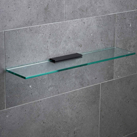 Miller Classic 600mm Glass Shelf with Matt Black Fixing Bracket
