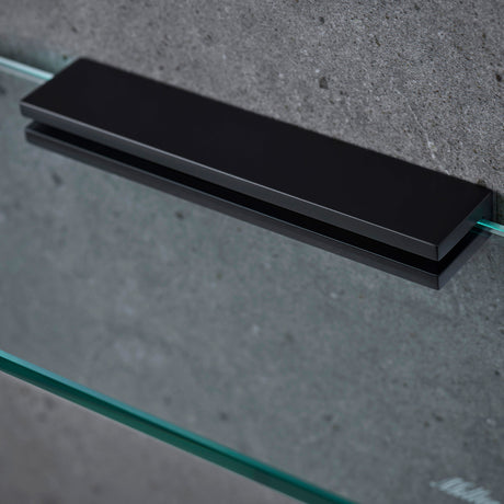 Miller Classic 600mm Glass Shelf with Matt Black Fixing Bracket lifestyle 2