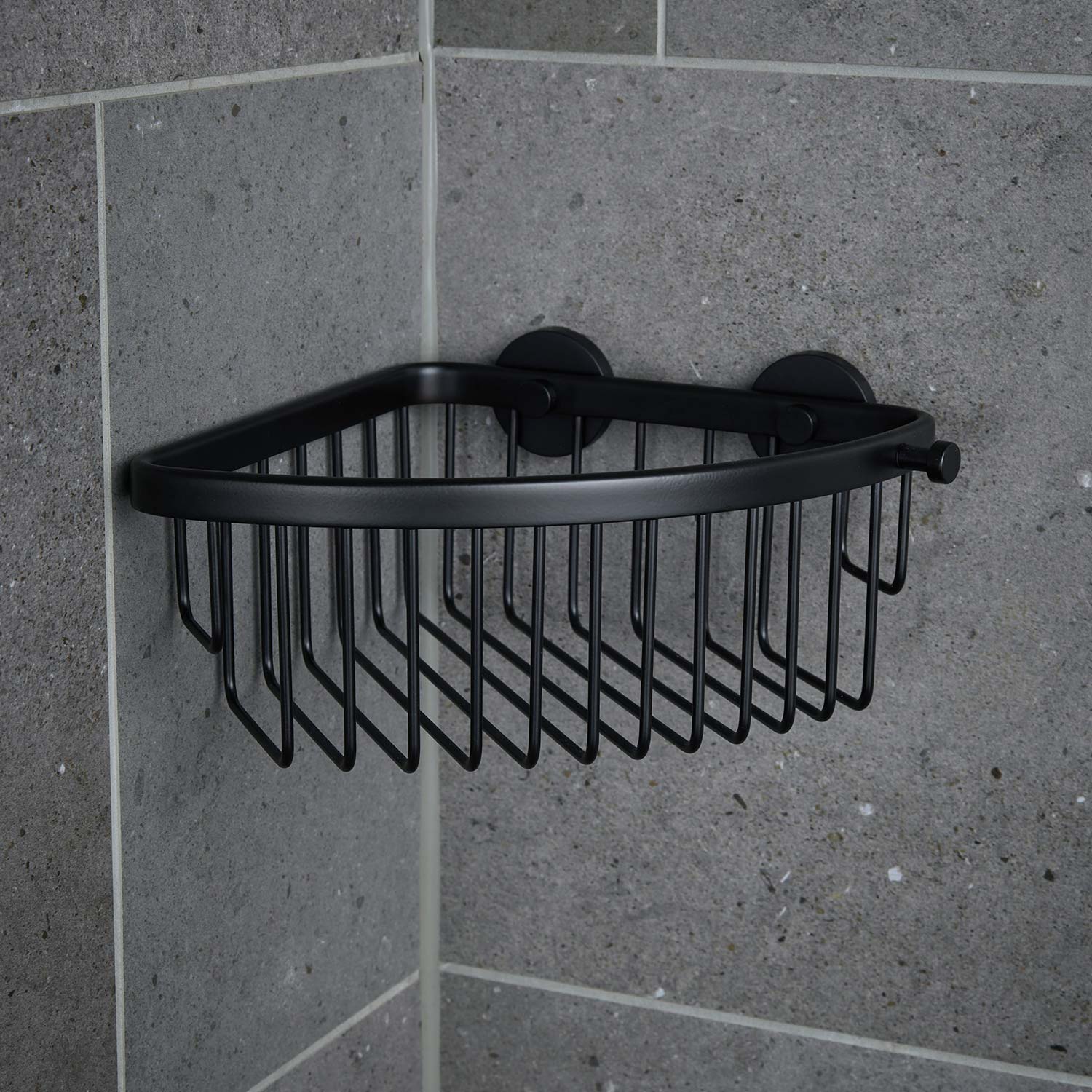Miller Classic Corner Soap Basket in Matt Black lifestyle
