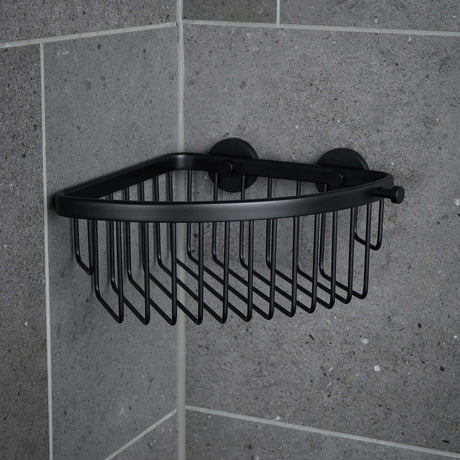 Miller Classic Corner Soap Basket in Matt Black lifestyle
