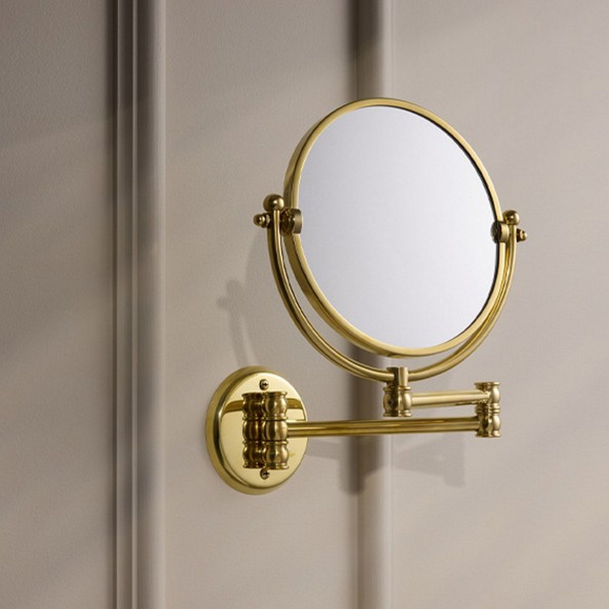 681MP Miller Classic Double Arm Extending Magnifying Mirror in Polished Brass
