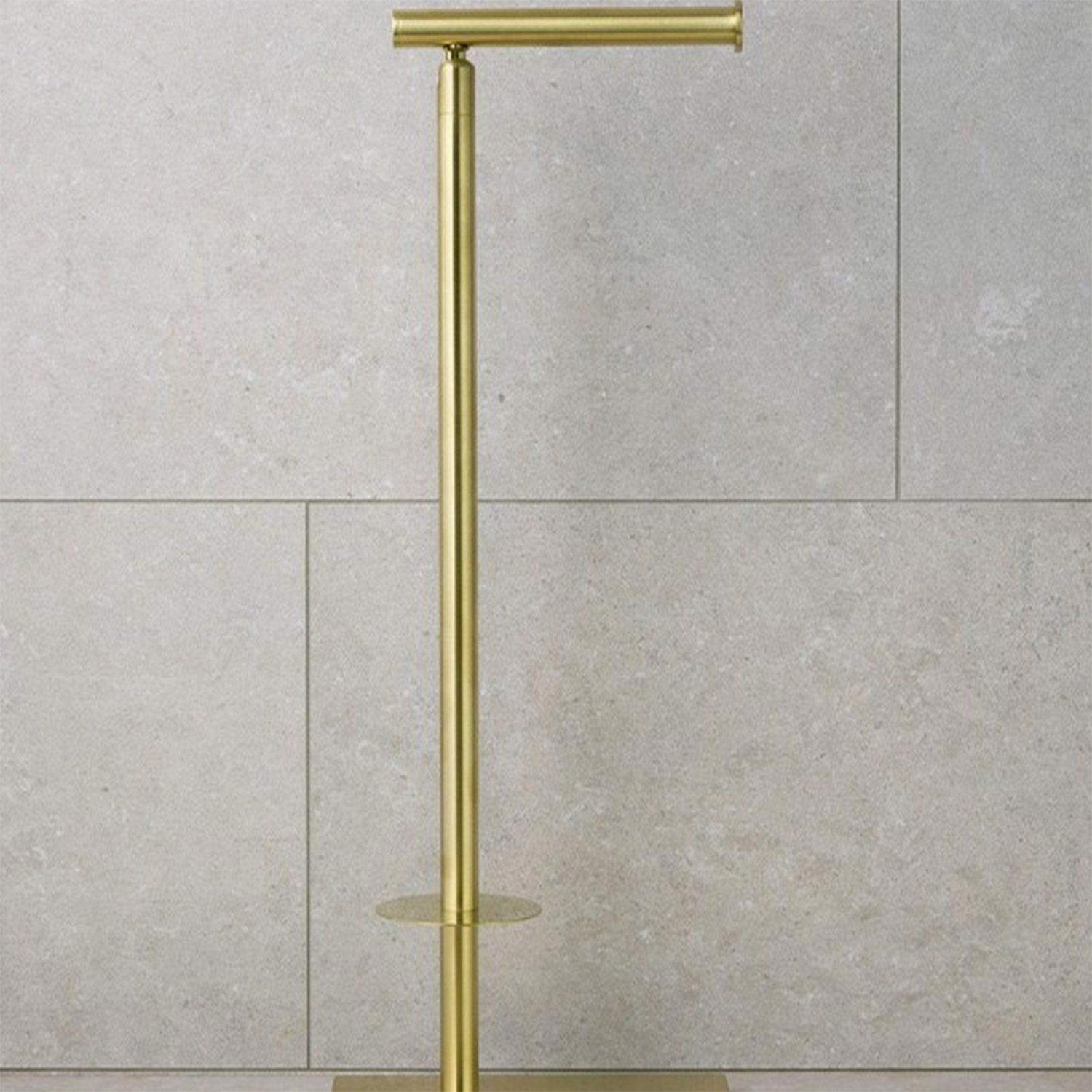 Miller Classic Freestanding Toilet And Spare Roll Holder in Brushed Brass
