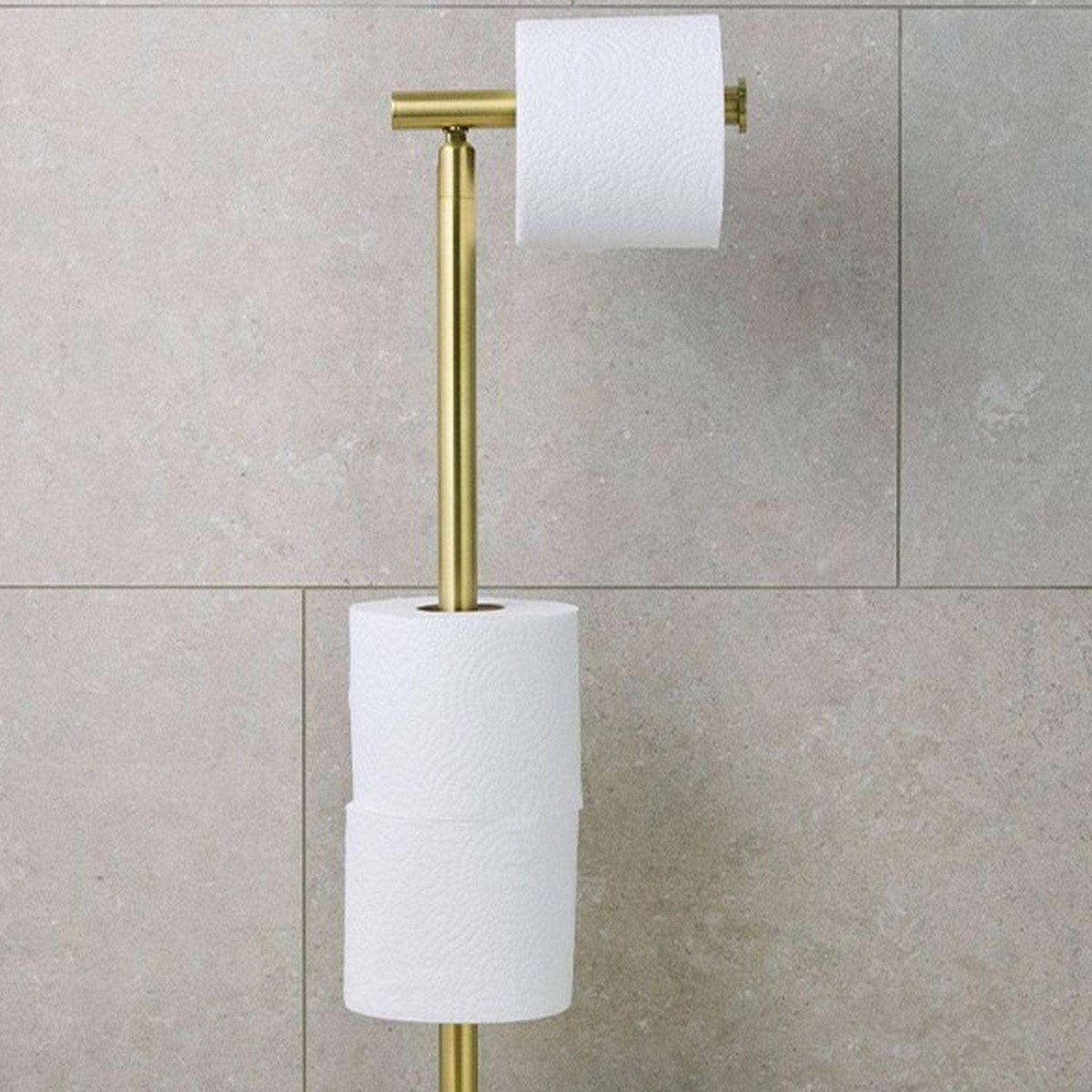 Miller Classic Freestanding Toilet And Spare Roll Holder in Brushed Brass 2 