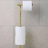 Miller Classic Freestanding Toilet And Spare Roll Holder in Brushed Brass 2 