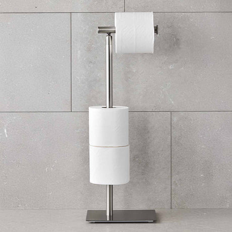 Miller Classic Freestanding Toilet And Spare Roll Holder in Brushed Nickel 2