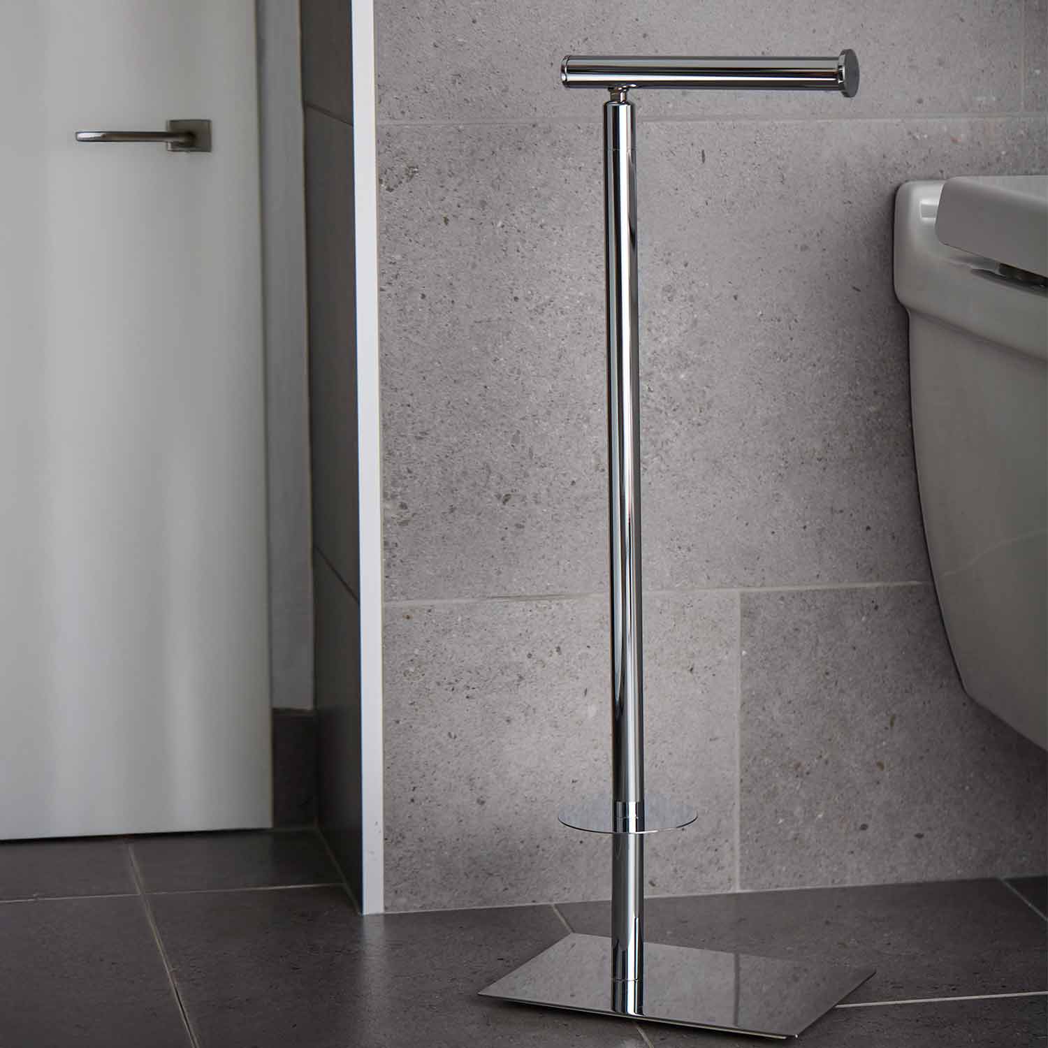 Miller Classic Freestanding Toilet And Spare Roll Holder in Chrome lifestyle