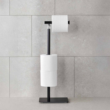 Miller Classic Freestanding Toilet And Spare Roll Holder in Matt Black 1