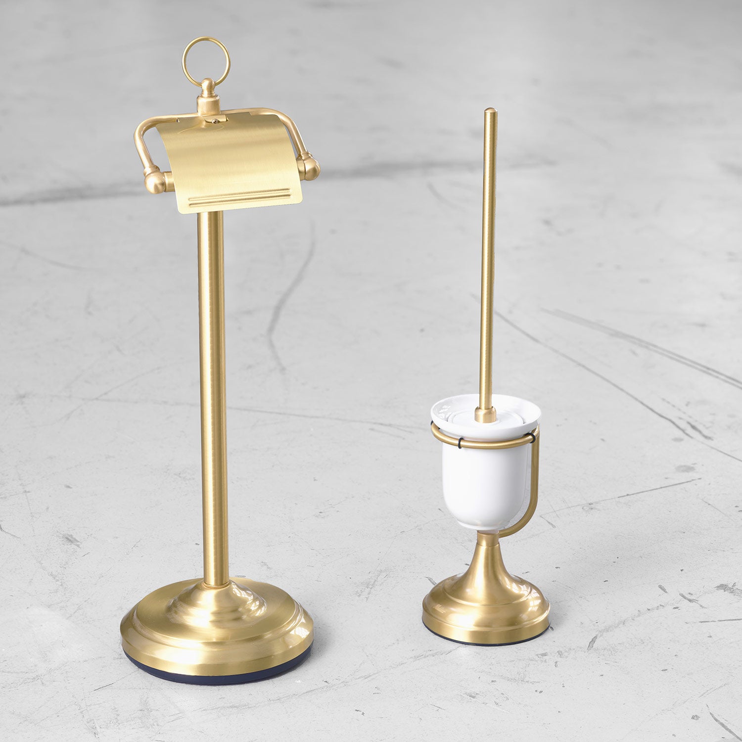 Miller Classic Freestanding Toilet Brush Holder in Brushed Brass lifestyle