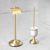 Miller Classic Freestanding Toilet Roll Holder with Lid in Brushed Brass lifestyle