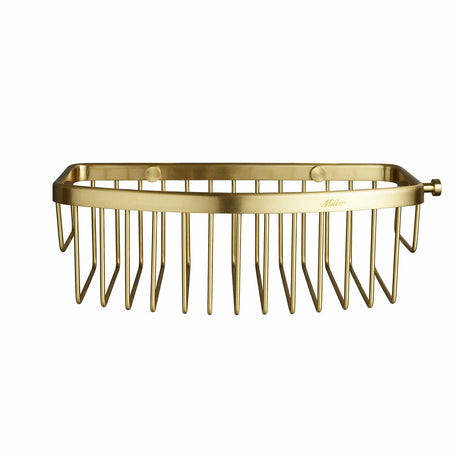 Miller Classic Gluable D Shaped Shower Basket in Brushed Brass