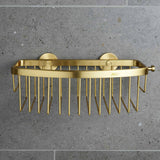 Miller Classic Gluable D Shaped Shower Basket in Brushed Brass lifestyle