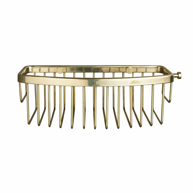 Miller Classic Gluable D Shaped Shower Basket in Polished Brass