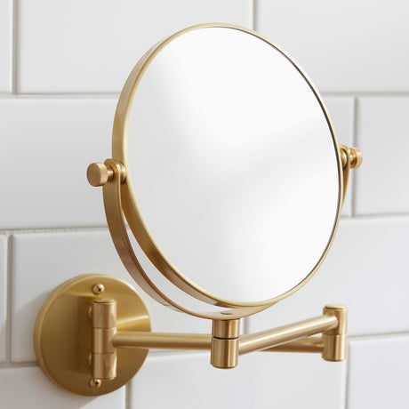 Miller Classic Wall Mounted Extending Magnifying Mirror in Brushed Brass