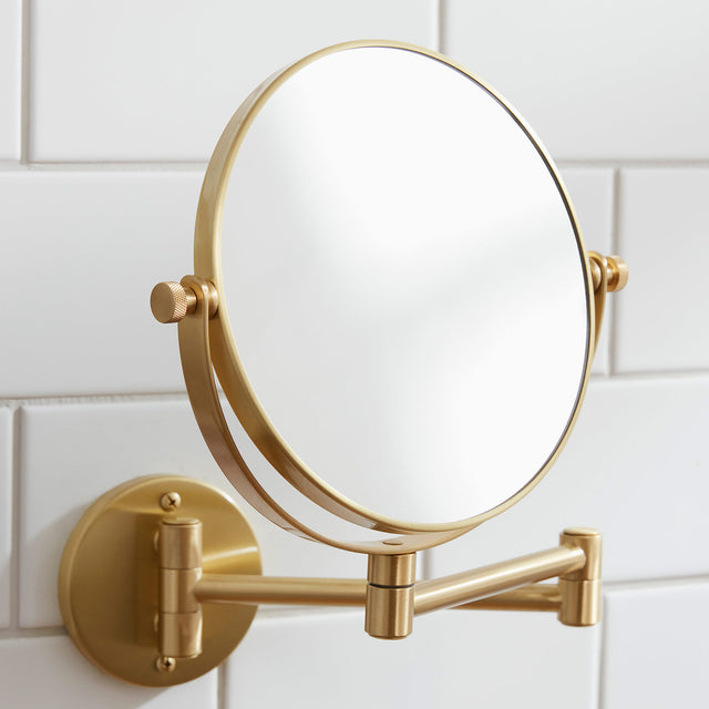 Miller Classic Wall Mounted Extending Magnifying Mirror in Brushed Brass