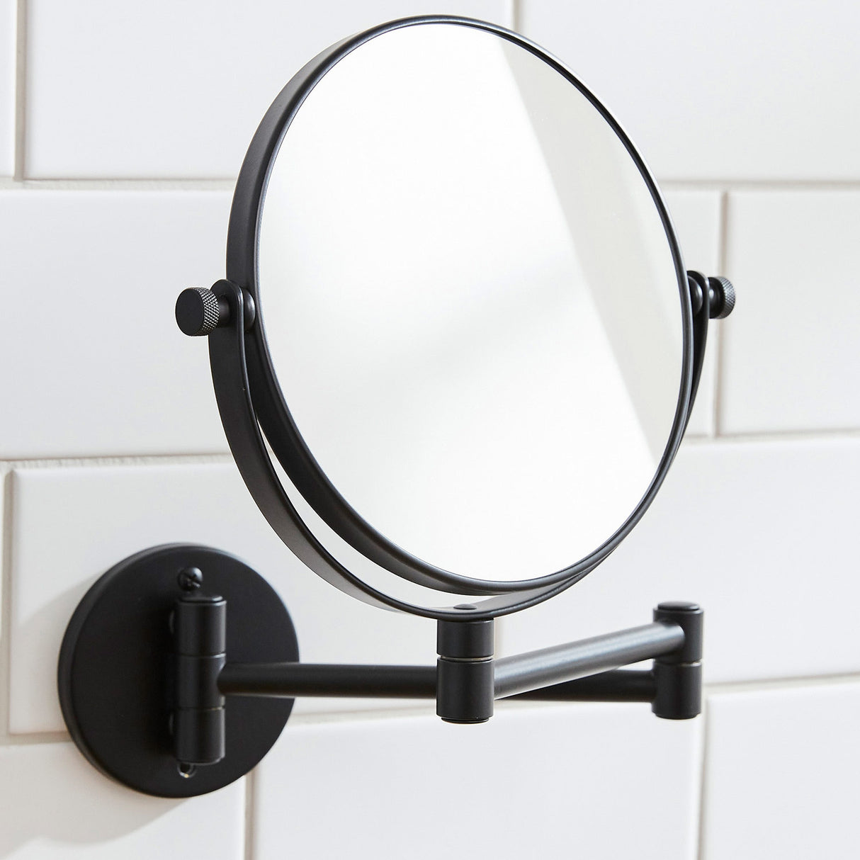 Miller Classic Wall Mounted Extending Magnifying Mirror in Matt Black