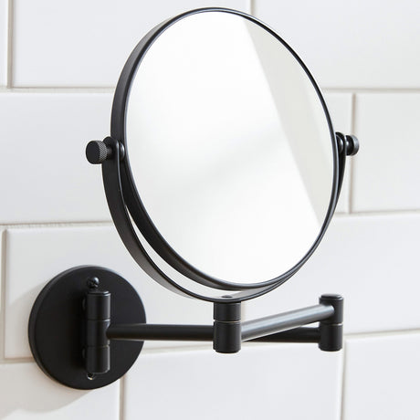 Miller Classic Wall Mounted Extending Magnifying Mirror in Matt Black