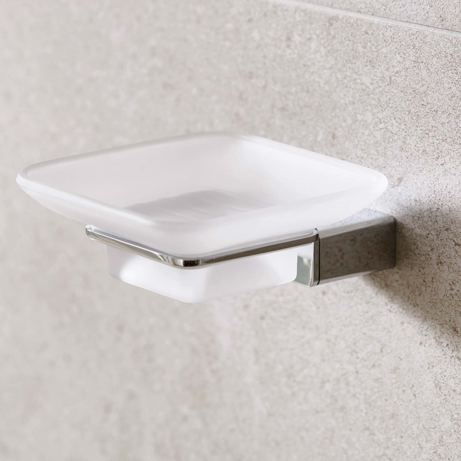 Miller Miami Frosted Glass Soap Dish and Brushed Nickel Holder