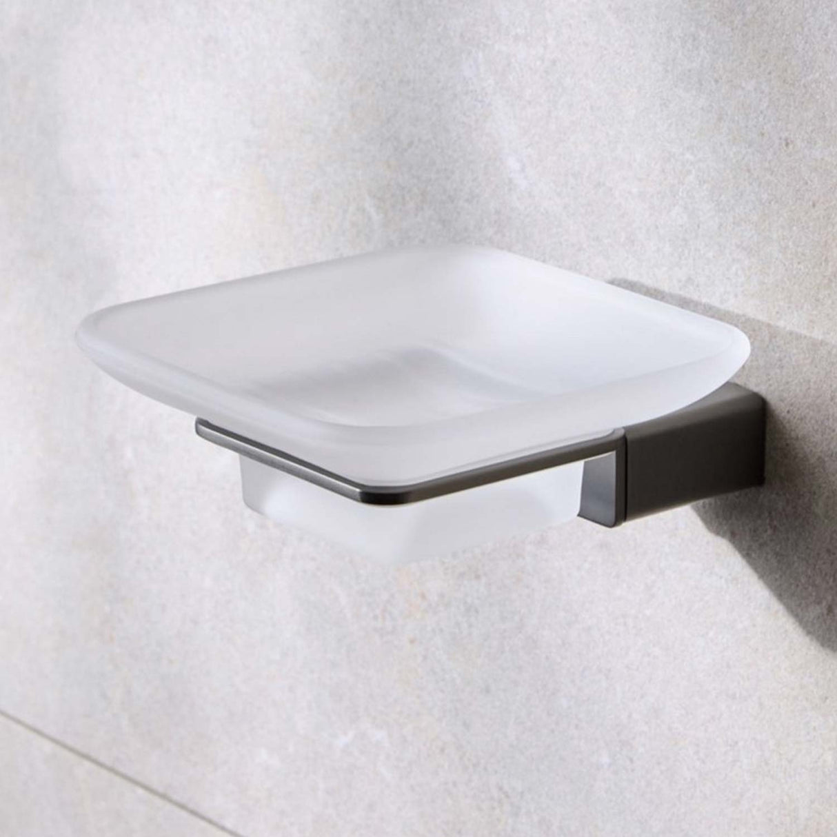 Miller Miami Frosted Glass Soap Dish and Gunmetal Holder