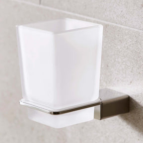 Miller Miami Frosted Glass Tumbler and Brushed Nickel Holder 