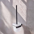 Miller Miami Toilet Brush Set in Matt Black with Frosted Glass Bowl