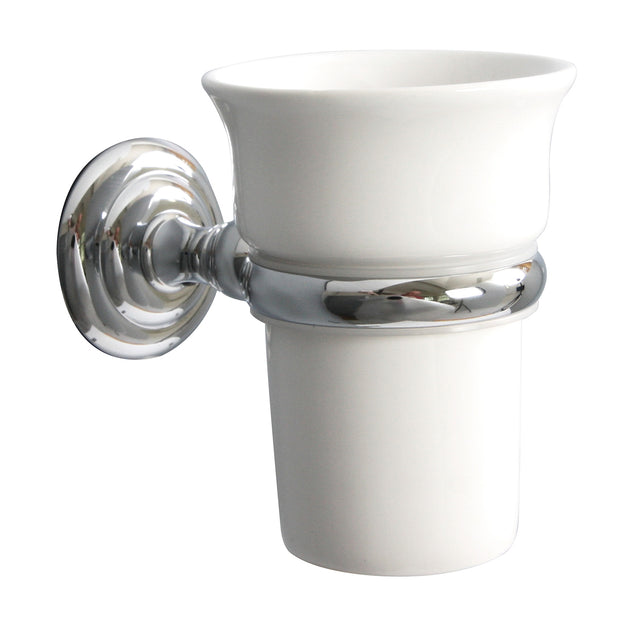 Miller Richmond White Ceramic Tumbler with Chrome Holder