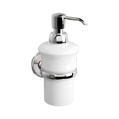Miller Stockholm White Ceramic Lotion Bottle and Chrome Holder