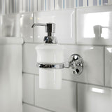 Miller Stockholm White Ceramic Lotion Bottle and Chrome Holder lifestyle