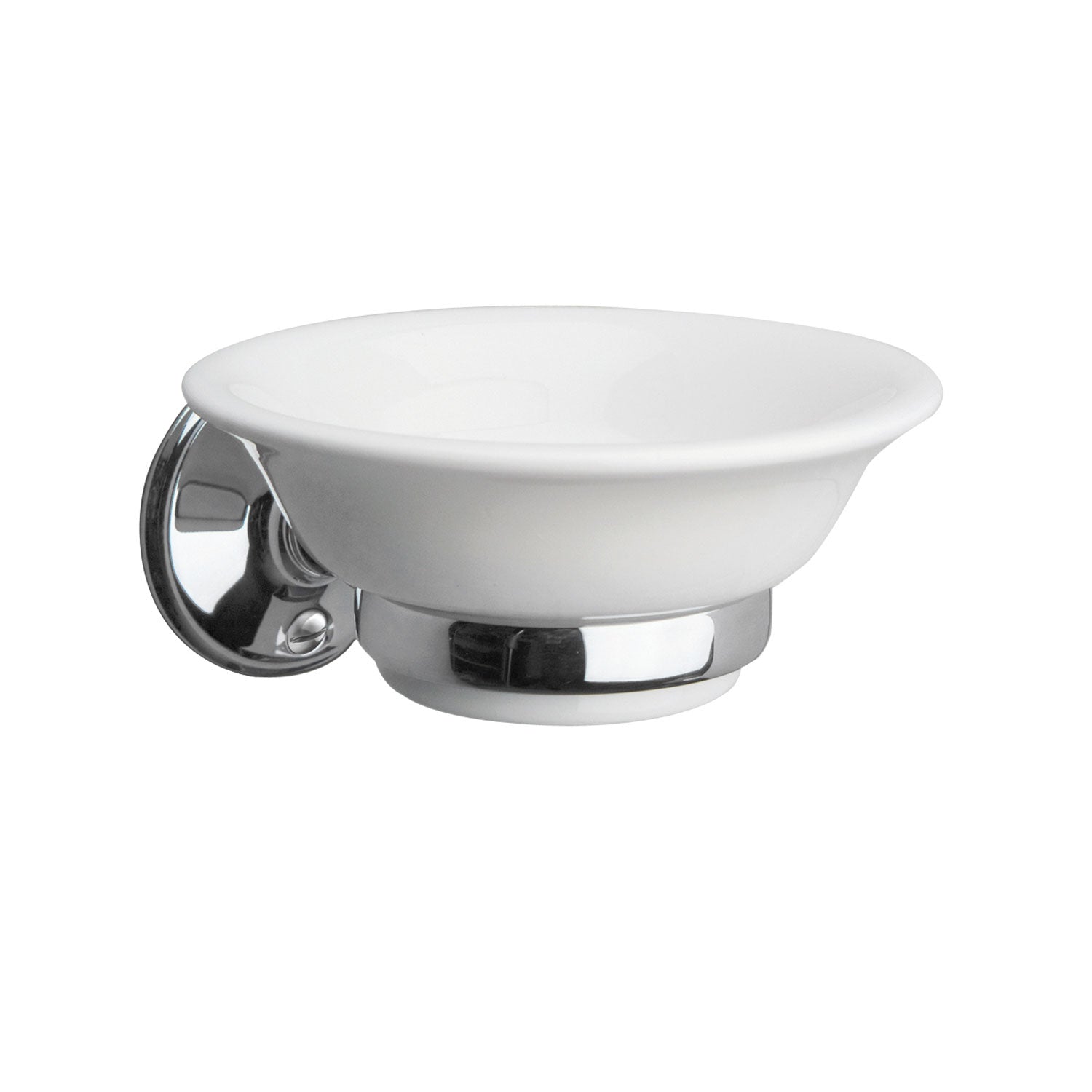 Miller Stockholm White Ceramic Soap Dish and Chrome Holder