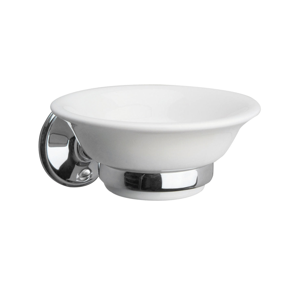 Miller Stockholm White Ceramic Soap Dish and Chrome Holder
