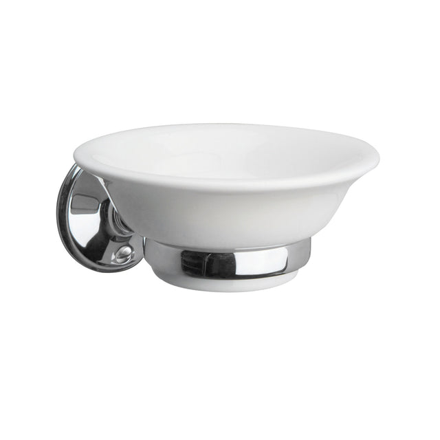 Miller Stockholm White Ceramic Soap Dish and Chrome Holder