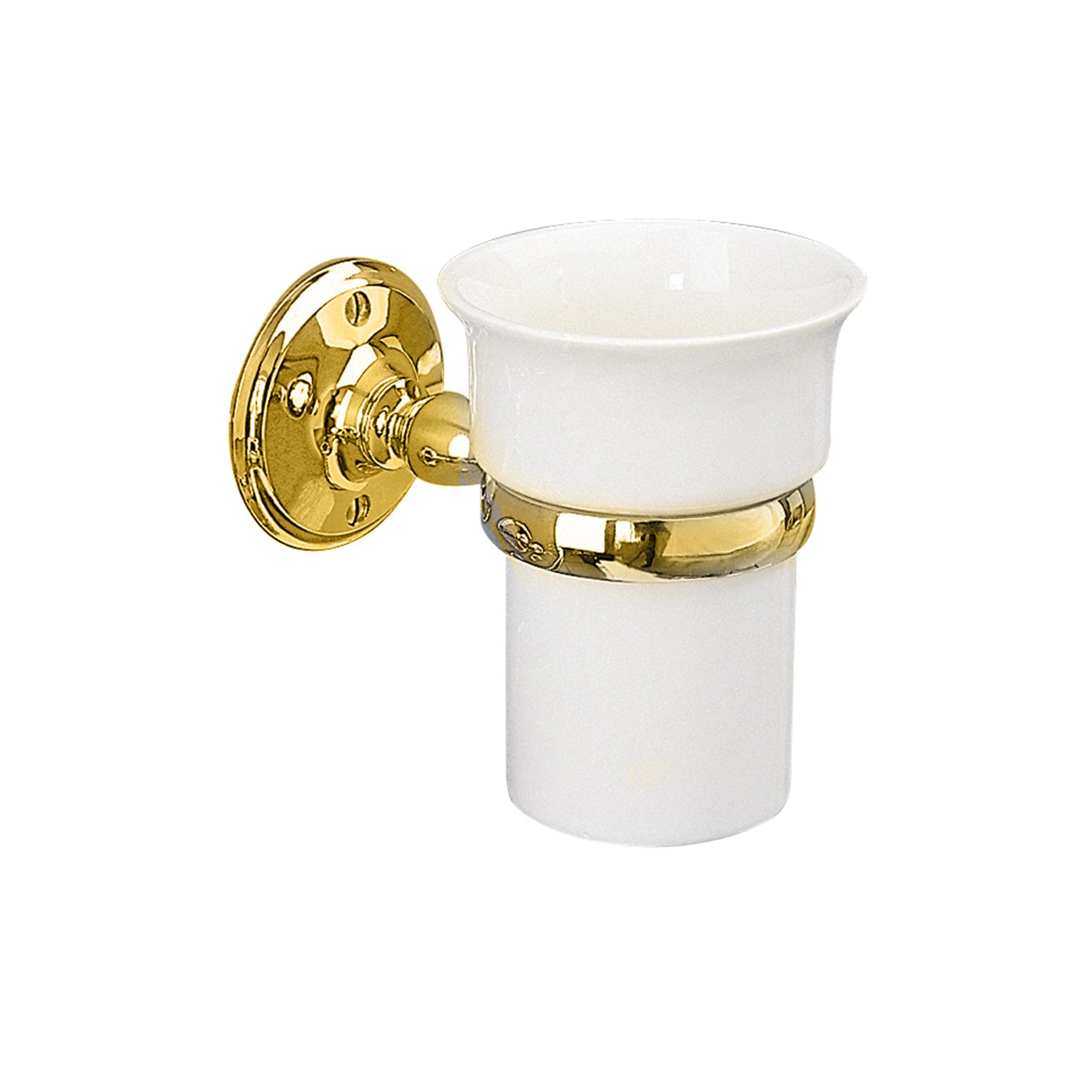 Miller Stockholm White Ceramic Tumbler and Polished Brass Holder