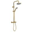 Nuie Arvan Rounded Thermostatic Bar Shower with Telescopic Kit in Brushed Brass