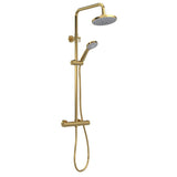 Nuie Arvan Rounded Thermostatic Bar Shower with Telescopic Kit in Brushed Brass